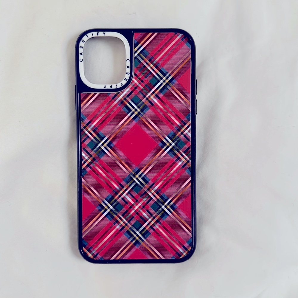 CASETiFY Red Tartan Plaid Holiday Case for iPhone 11.